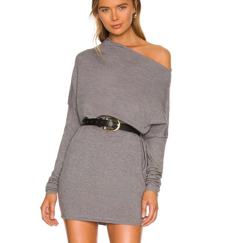 NBD Gray Off-Shoulder Dress
